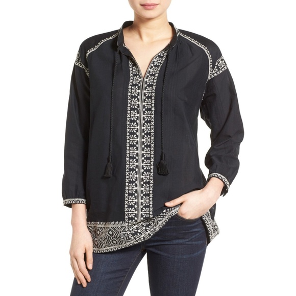 MADEWELL Camelia Embroidered Tassel Blouse S - Picture 2 of 7